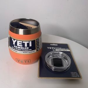 Coral Yeti Wine Tumbler with a MagSlider Lid